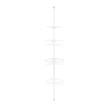 Era Pole Shower Caddy White, Adjustable Height 82.5-96in