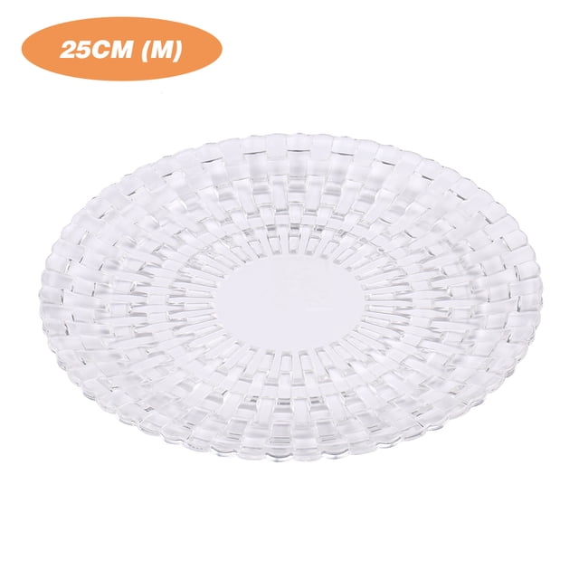 Plateau de Service en Acrylique Transparent de 25 cm - Assiette Ronde Réutilisable pour Fruits/bonbons/desserts avec Motif Décoratif Aléatoire, Robuste et Durable pour Mariages, Fêtes, Rassemblements, Pièce Unique