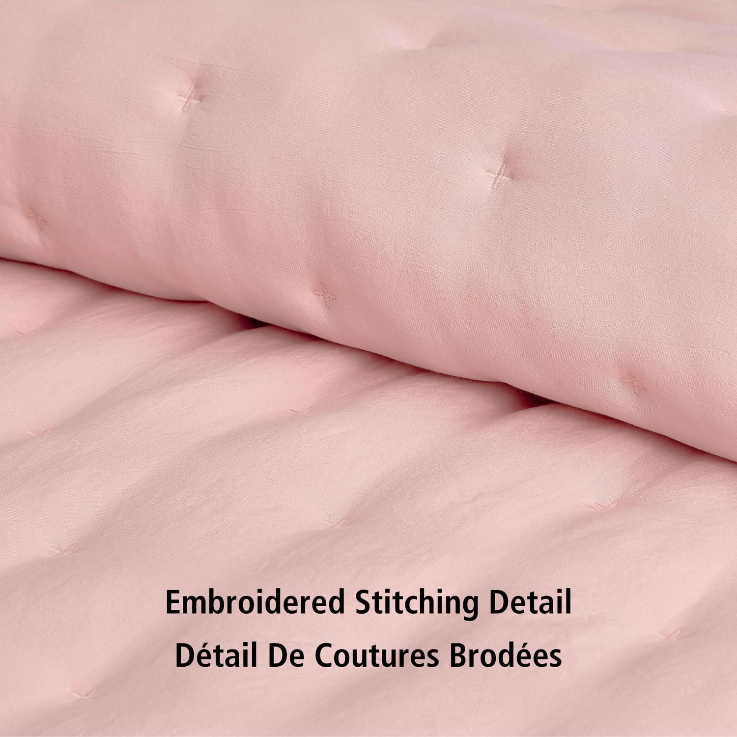 Ensemble de couette Mainstays format Queen, doux, léger et toutes saisons, 3 pièces, rose