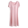 thumbnail image 4 of Sakmal Chemises de Nuit pour Femmes Grande Taille Robe de Maison en Coton Rose à Manches Courtes Chemises de Nuit Rayées, 4 of 5