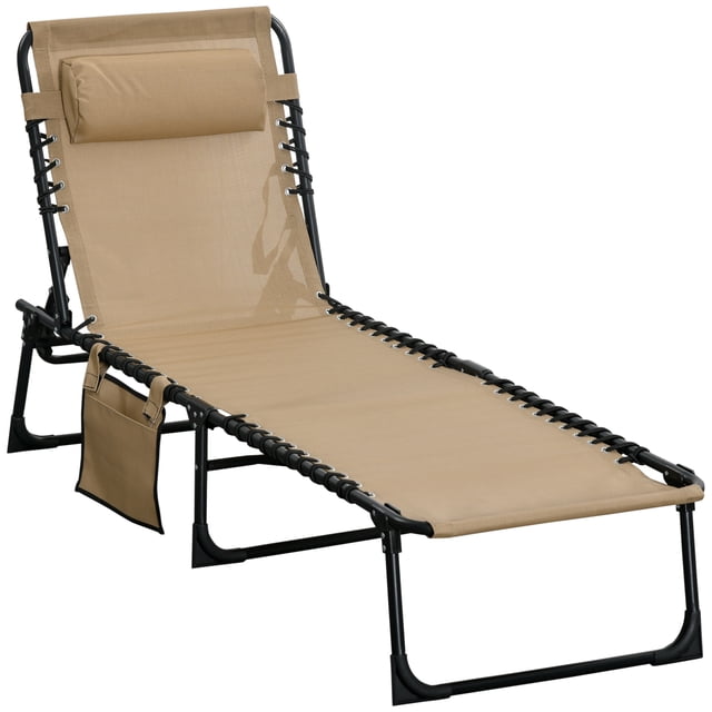 Outsunny Chaise Longue Pliante, Chaise de Bronzage Inclinable avec Dossier Réglable