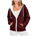 thumbnail image 1 of Timegard Vestes à Capuche Zippées pour Femmes Manches Longues Chandails en Molleton Décontractés Mode Automne avec Poches, 1 of 7