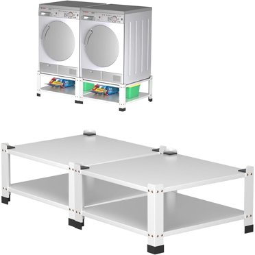 Yiwa Piédestal pour Laveuse et Sécheuse Robuste, Lot de 2, Base Multifonction en Acier de 28,3 Pouces avec Tablette de Rangement, Capacité de 800 Lb