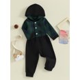 thumbnail image 4 of Honganda 0-24M Baby Boy 2 Pcs Outfit Plaid Long Sleeve Hooded Rompers Pants Set Fall Spring Clothes, 4 of 9