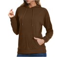 thumbnail image 1 of Swstbby Liquidation d'Automne! Hauts d'Automne pour Femmes Grande Taille, Chandail à Capuche à Manches Longues Col Rond Couleur Unie Café m, 1 of 4