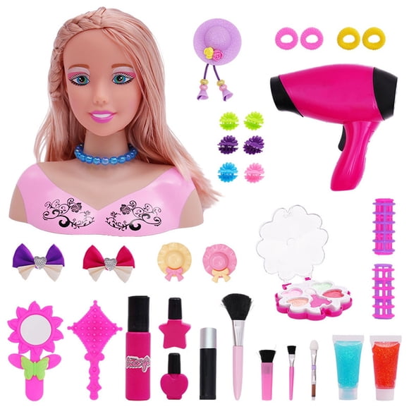 Pretend Play Toys,Pretend Play Toy for Girls,Doll Head for Hair Styling Doll Head for Girls Hair Styling Deluxe Hairstyle Hair Makeup Doll Toys Hairdresser Pretend Play Game Hair Styling Head Kit