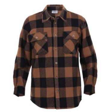 Rothco Extra Heavyweight Buffalo Plaid Flannel Shirt, Medium, Brown Plaid