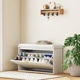 thumbnail image 2 of HOMCOM Shoe Bench with Padded Seat and Flip-Drawer for 8 Pairs, White, 2 of 10