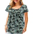 thumbnail image 2 of CHOK Women T Shirts Short Sleeve Round Neck Button Up Tunic Tops (White  XL), 2 of 4