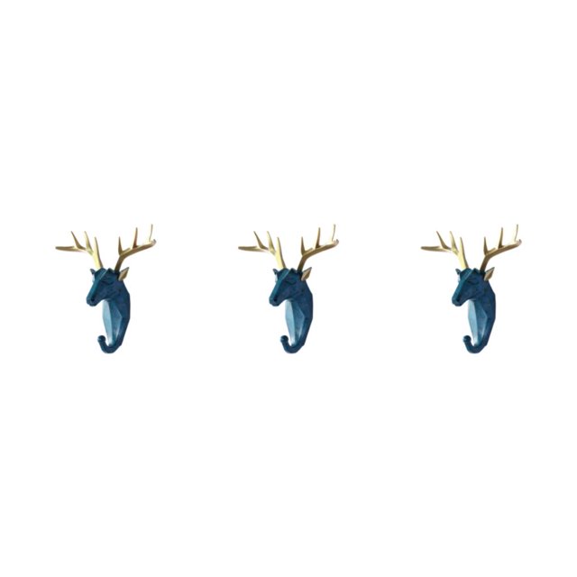 Baohd Résine Éléphant Tête Animal Mur Monté Crochet en Résine Pas Facilement Usé Rétro Bleu (Cerf) 3Set
