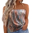 thumbnail image 1 of CHUANK Womens Summer Off Shoulder Leopard Print Bandeau Strapless Blouse Tops, 1 of 3