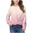 thumbnail image 2 of Posijego Chandail en Molleton pour Petite Fille, Col Rond, Manches Longues, Torsade devant, Crop Top Athlétique, 2 of 7