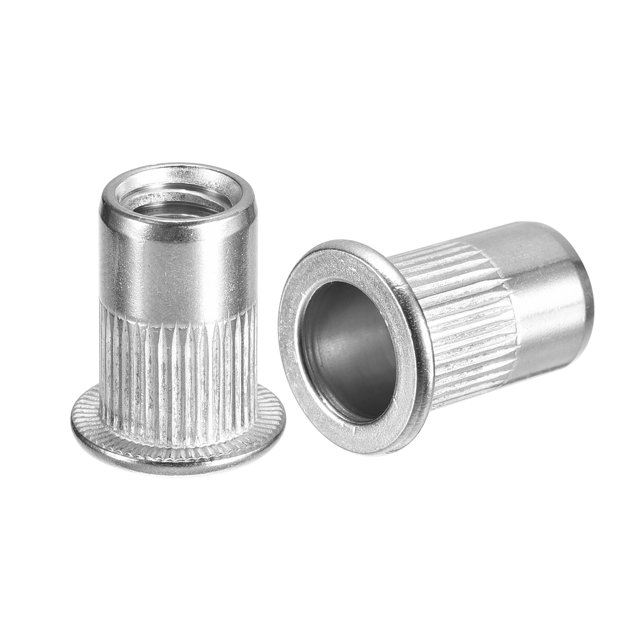 Unique Bargains 5/16-18 Rivet Nuts, 20 Pack 304 Stainless Steel Knurled Flat Head Threaded Insert Nuts for Metal, Plastic
