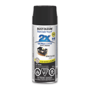 Rust-Oleum Painter's Touch 2X Interior/Exterior Ultra Cover Multi-Purpose Paint and Primer in Semi-Gloss Black, 340g Spray Paint