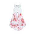 thumbnail image 1 of Robe Fille Chiffon Rose Asymétrique Ceinture Taille Fête 10 Ans, 1 of 6