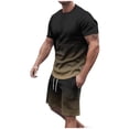 thumbnail image 2 of NTACZA Short Sleeve Shorts Set Mens Shirt Athletic Tracksuits Men's Gradient Crew Neck Sweatsuits L, 2 of 7