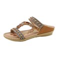 thumbnail image 2 of LSLJS Bohemian Flat Flower Rhinestone Sandals Outer Beach Sandals, Women's Slippers, 2 of 9