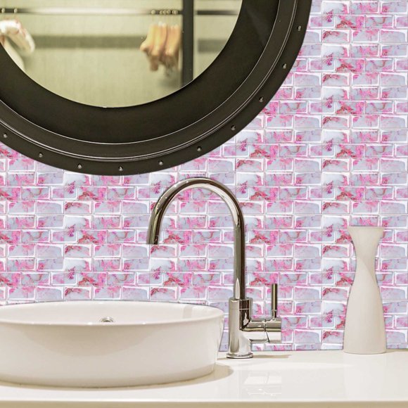 Cqxid Wall stickers Under $5 Self Adhesive 3D Tile Stickers 10 Sheets Kitchen Bathroom Wall Decor For Tile Waistline Kitchen Living Room