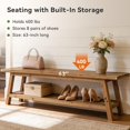 thumbnail image 4 of Tribesigns Solid Wood Entryway Bench, 62.99" Long Shoe Bench  with Storage Shelf for Entryway, Living Room, 4 of 5