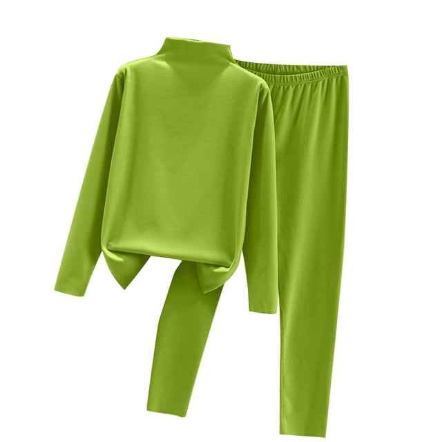 FAIWAD Ensemble de sous-Vêtements Thermiques pour Femme, Col Roulé, Haut à Manches Longues avec Pantalon Long, Extensible, Ensemble de sous-Vêtements Confortable