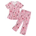 thumbnail image 1 of Yoodem Pyjamas pour Femmes Ensembles de Pj pour Femme Été Col Rond Ensemble Pyjamas Manches Courtes Pantalon Long Ensemble de Pyjama Ensembles de Pyjamas pour Dames Ensembles de Détente pour Femmes Z Rose P, 1 of 4