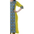 thumbnail image 3 of Moomaya Women Printed Kurti Knee Length Kurta Tunic Tops V Neck Plus Size Dress, 3 of 6