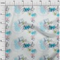 thumbnail image 2 of oneOone Silk Tabby Turquoise Blue Fabric Stamps & Direction Compass Travel Craft Projects Decor Fabric Printed By The Yard 42 Inch Wide, 2 of 4