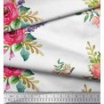 thumbnail image 3 of Soimoi Moss Georgette Fabric Leaves & Anemone Flower Decor Fabric Printed Yard 42 Inch Wide, 3 of 3