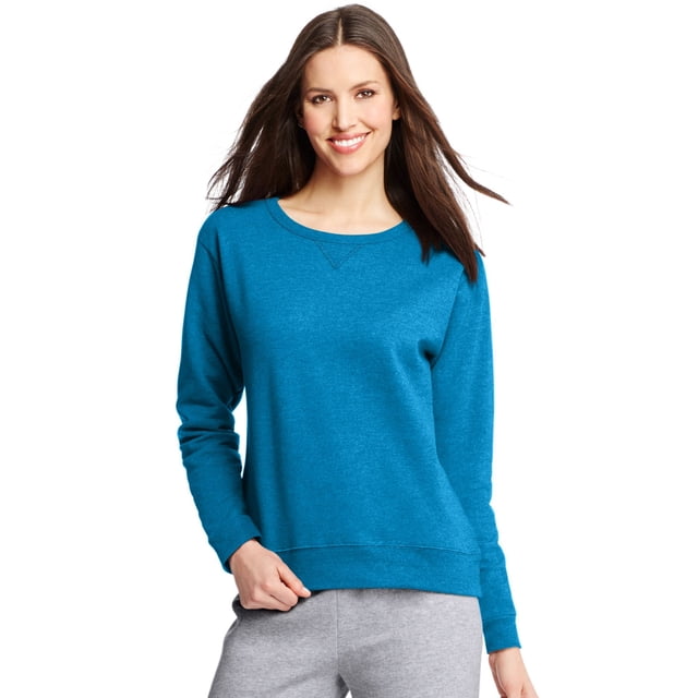 Hanes Womens ComfortSoft EcoSmart Crewneck Sweatshirt, S, Deep Dive Heather