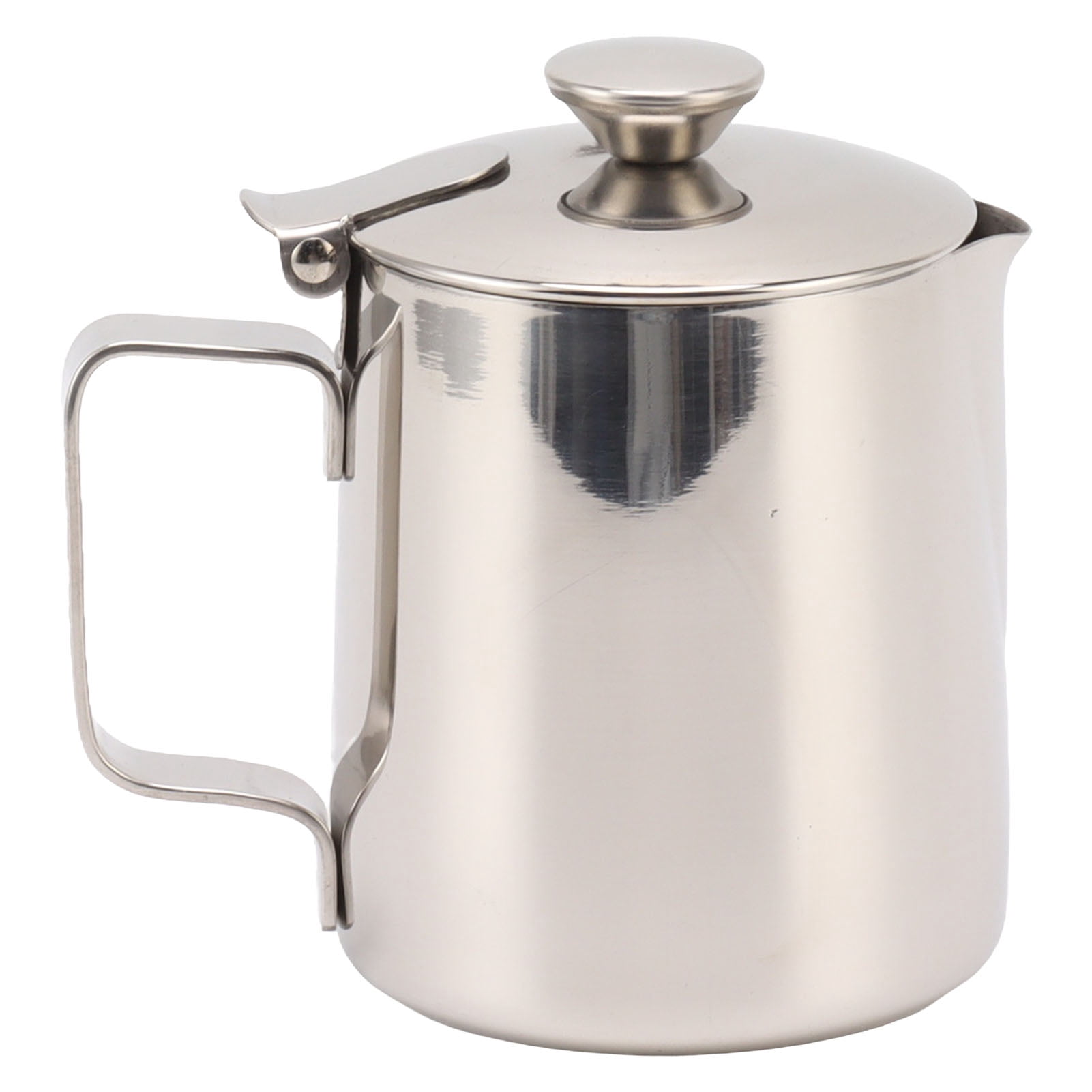 Tasse à Lait à Café, Pichet à Lait en Acier Inoxydable, Pichet à Cappuccino, Récipient à Mousse à Café avec Couvercle (600 ml)