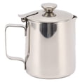 thumbnail image 1 of Tasse à Lait à Café, Pichet à Lait en Acier Inoxydable, Pichet à Cappuccino, Récipient à Mousse à Café avec Couvercle (600 ml), 1 of 14