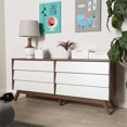 thumbnail image 2 of Baxton Studio Hildon Commode Double à 6 Tiroirs en Blanc et Brun Noyer, 2 of 7