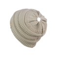 thumbnail image 1 of Gravity Threads Tuque en Tricot Épais à Queue de Cheval pour Enfants, Beige, 1 of 2