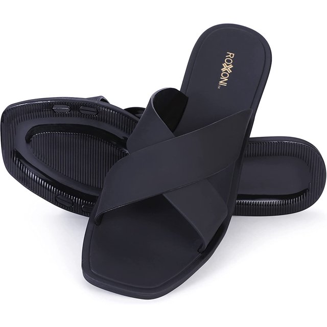 ROXONI Women Slippers Shower Pool Sandals Criss Cross Bathroom Quick Drying Slippers