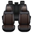 thumbnail image 2 of Maidao Housses de Siège Auto en Cuir Ensemble Complet pour Subaru pour Outback 2002-Présent 5 Sièges Cuir Compatible Coussin Gonflable Résistant à l'Eau Coussin Protecteur avant Arrière Noir et Café, 2 of 6