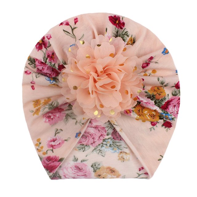 Hair Wrap Soft Touch Wide Application Polyester Floral Printed Baby Hat Kids Accessories