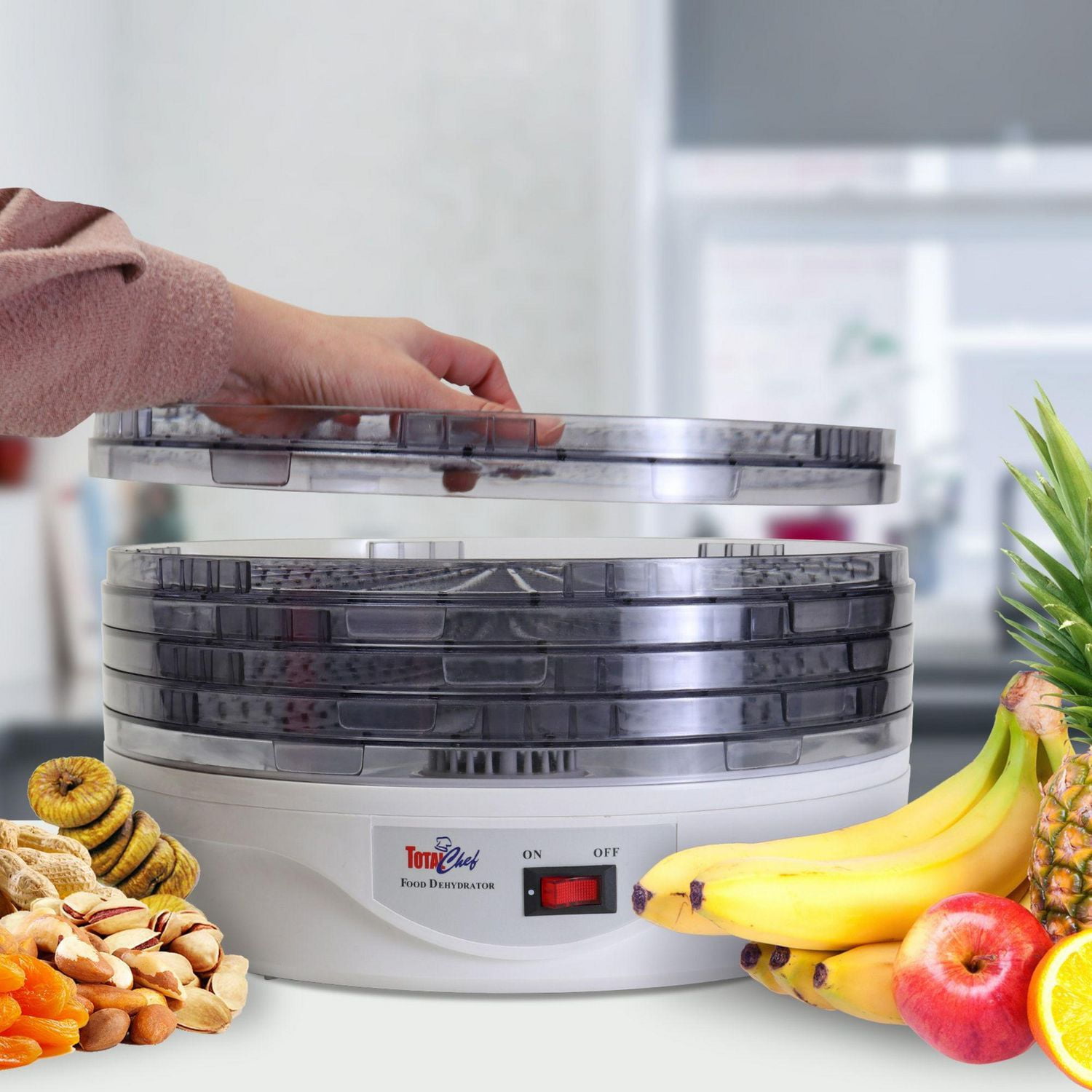 Total Chef Countertop Food Dehydrator with 5 Trays, Compact & Energy-Efficient Dehydration for Fruits & Snacks