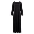 thumbnail image 3 of AherBiu Robe Maxi à Manches Longues pour Femmes, Col Ras du Cou, T-Shirt Basique, Décontractée, Ample, Grande, 3 of 5