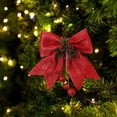 thumbnail image 2 of 2 Pcs Décorations de Noël Nœuds Couronnes Rouges Grands Nœuds de Sapin de Noël Nœuds à Paillettes Nœuds Décoratifs pour Maison Fête de Noël 9.8 x 11.8 Po, 2 of 10