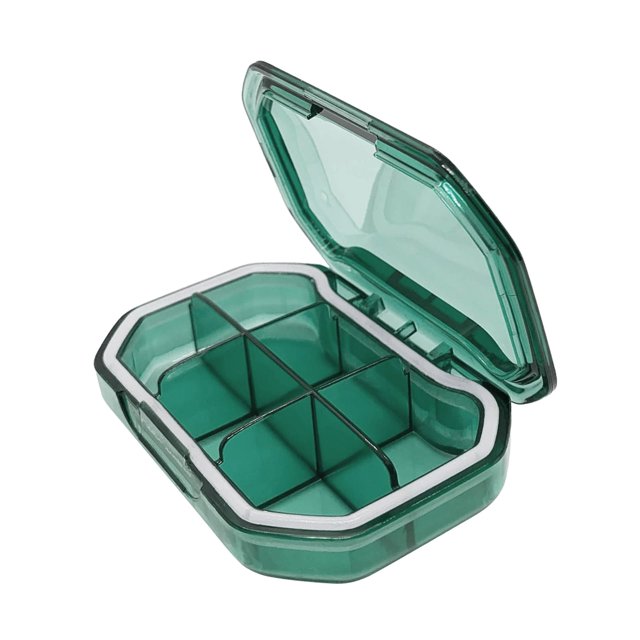 Xuanheng Petit Contenant à Pilules Léger avec Compartiments Porte-Pilules pour Sac Bourse Vert Rectangle