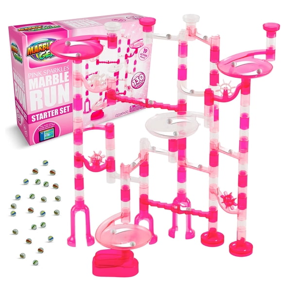 Marble Genius Marble Run Starter Set STEM Toy for Kids Ages 4-12 - 130 Complete Pieces (80 Translucent Marbulous Pieces and 50 Gl