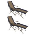 thumbnail image 1 of Kamp-Rite Folding Lounger Camp Chair w/Cupholders, Navy/Tan (2 Pack), 1 of 3