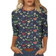 thumbnail image 1 of Penkiiy Chemises de la Saint-Valentin pour Femmes, Graphique Cœur, Col Rond, Hauts Décontractés, Blouses Amples à Manches 3/4, Grande Taille, Tunique 2025 2TG Multicolore, 1 of 5