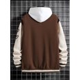 thumbnail image 3 of Faithtur Men's Spring Autumn Casual Coat Long Sleeve Letter Printed Button Up Contrast Color Baseball Jacket, 3 of 4