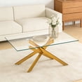 thumbnail image 4 of 39.37" Rectangular Clear Tempered Glass Coffee Table,Stylish Design with Golden Metal Legs, Coffee Table for Living Room, 4 of 14