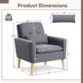 thumbnail image 3 of Gymax Chaise d'Appoint Moderne Mi-Siècle en Tissu de Lin avec Coussin Lombaire Gris, 3 of 8