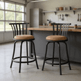 thumbnail image 3 of Homy Casa Set of 2 Adjustable Counter Height Stools with Faux Suede Seat and Hollow Back Design, 3 of 10