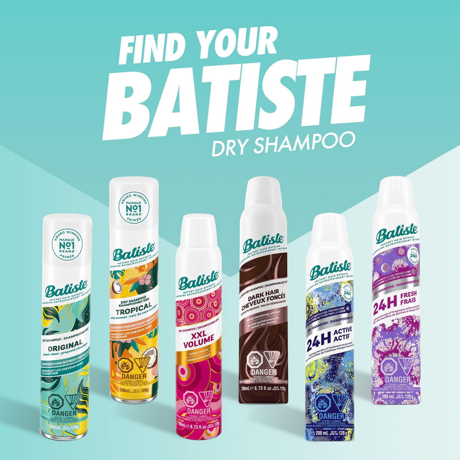 Batiste Dry Shampoo Spray, Bare Scent, Refresh Hair and Absorb Oil Between Washes, Waterless Shampoo for Added Hair Texture and Body, 200-ml