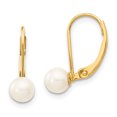 thumbnail image 1 of Or Jaune 14K Or 5-6mm Rond Blanc Eau Salée Akoya Perle de Culture Oreille à Levier, 1 of 2