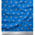 thumbnail image 1 of Soimoi Blue polyester Crepe Fabric American Robin Bird Print Sewing Fabric BTY 52 Inch Wide, 1 of 5